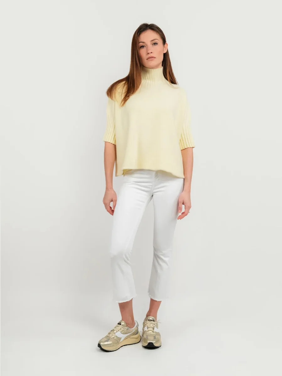 PANTALONE 5 TASCHE SFRANGIATO BIANCO