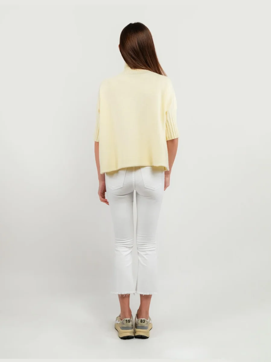 PANTALONE 5 TASCHE SFRANGIATO BIANCO - immagine 5