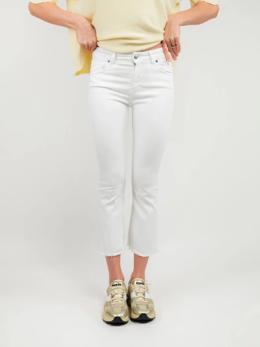 PANTALONE 5 TASCHE SFRANGIATO BIANCO - immagine 3