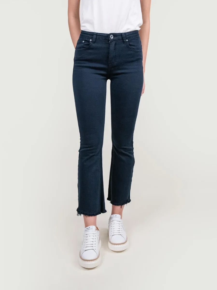 PANTALONE 5 TASCHE SFRANGIATO BLU