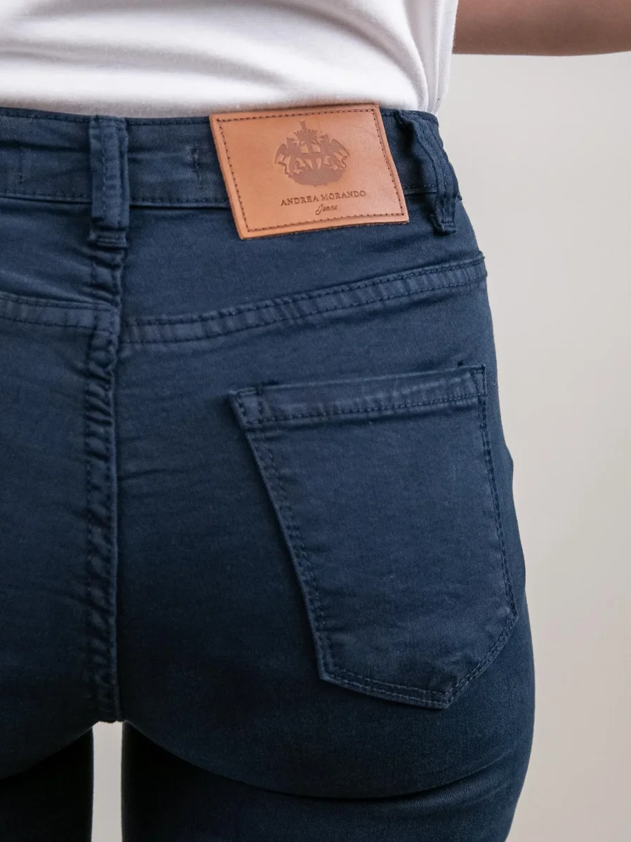 PANTALONE 5 TASCHE SFRANGIATO BLU - immagine 5