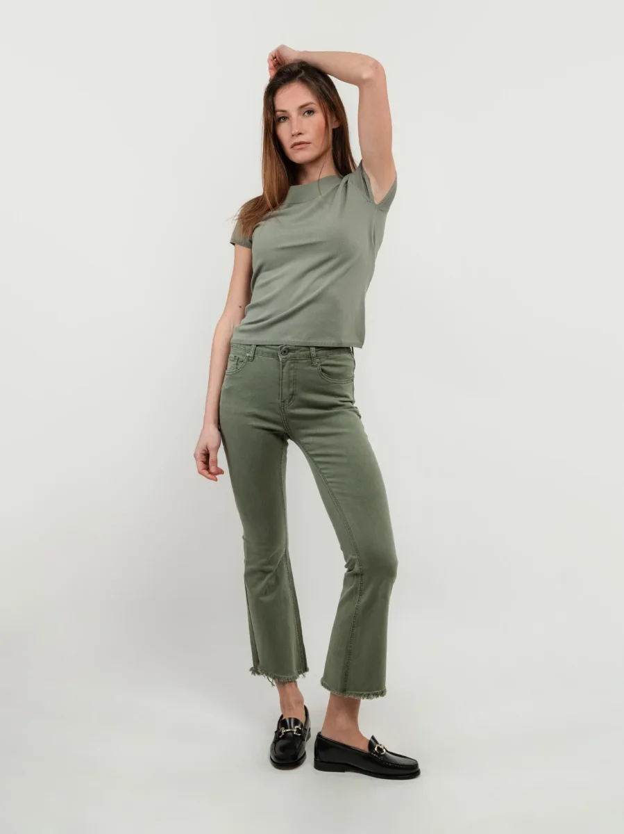 PANTALONE 5 TASCHE SFRANGIATO SALVIA