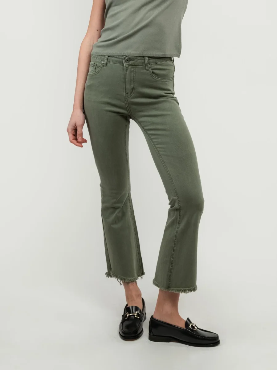 PANTALONE 5 TASCHE SFRANGIATO SALVIA - immagine 3