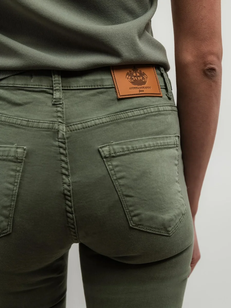 PANTALONE 5 TASCHE SFRANGIATO SALVIA - immagine 7