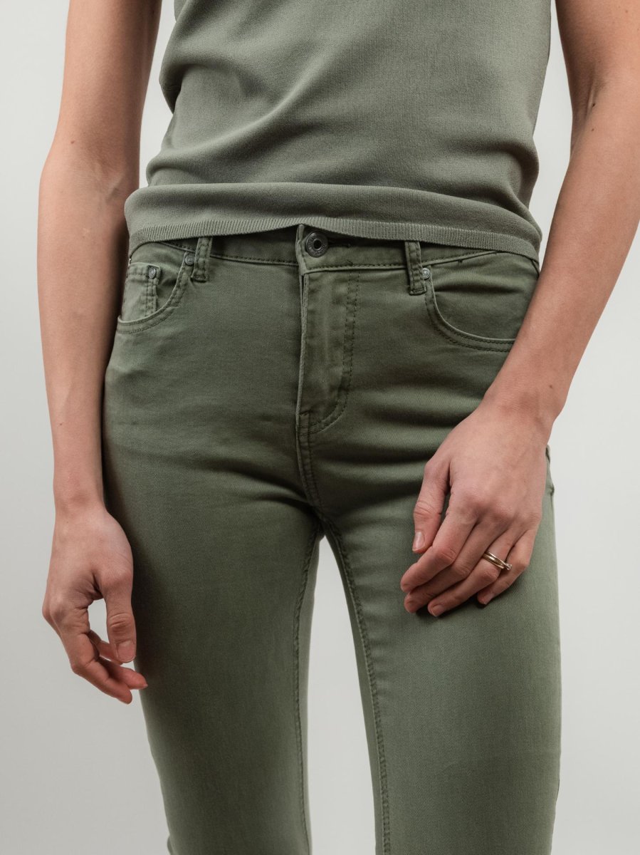 PANTALONE 5 TASCHE SFRANGIATO SALVIA - immagine 6