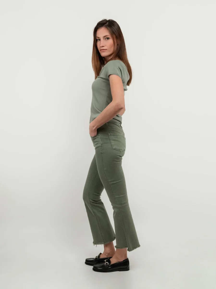 PANTALONE 5 TASCHE SFRANGIATO SALVIA - immagine 4