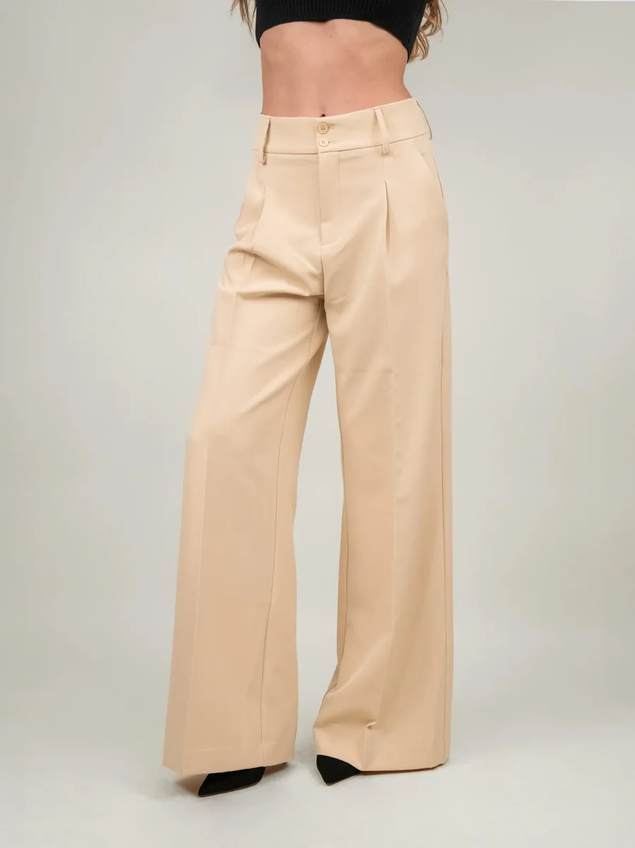 PANTALONE A PALAZZO BEIGE - immagine 3