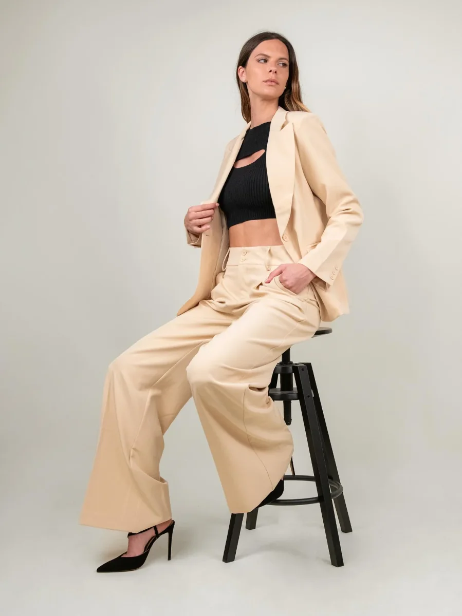 PANTALONE A PALAZZO BEIGE - immagine 7