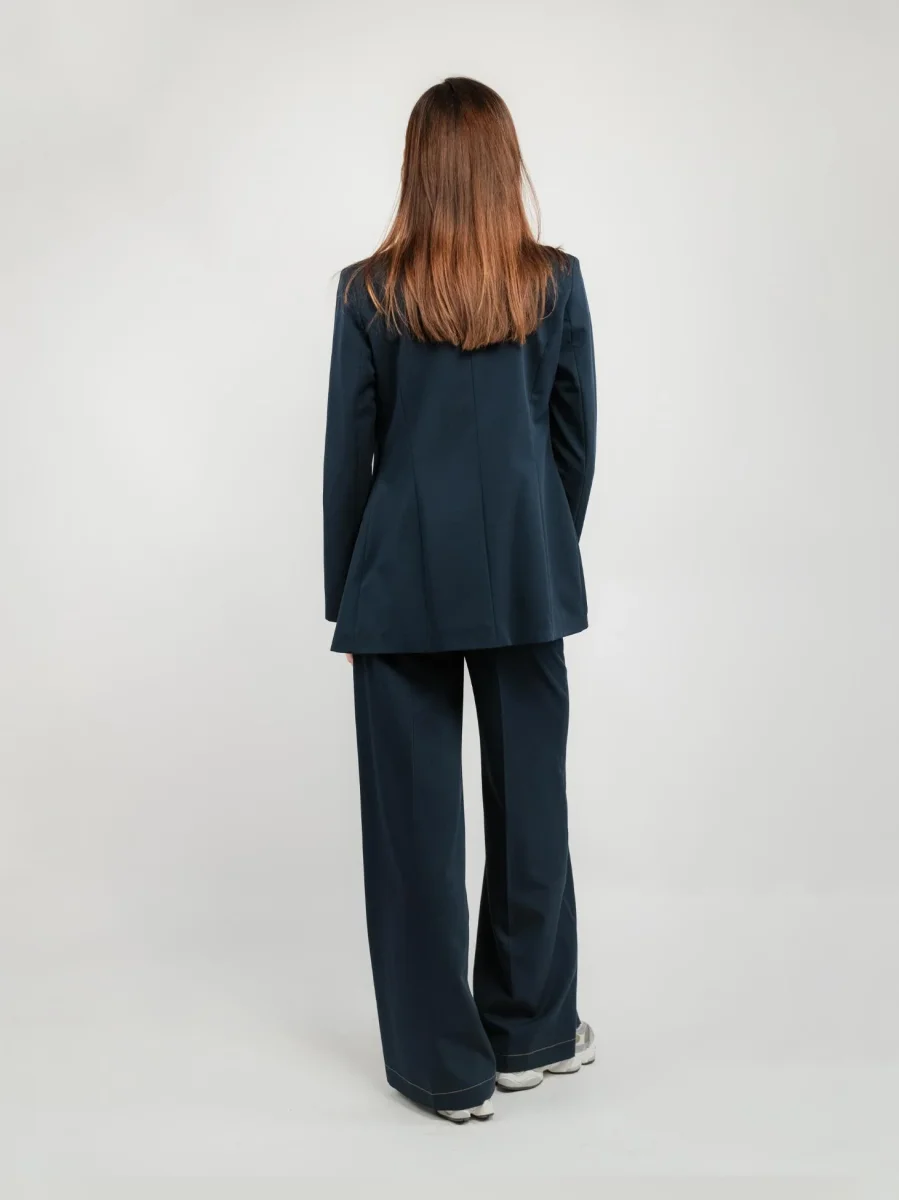 PANTALONE A PALAZZO CON COULISSE BLU SCURO - immagine 5