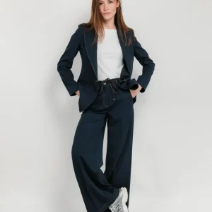 PANTALONE A PALAZZO CON COULISSE BLU SCURO