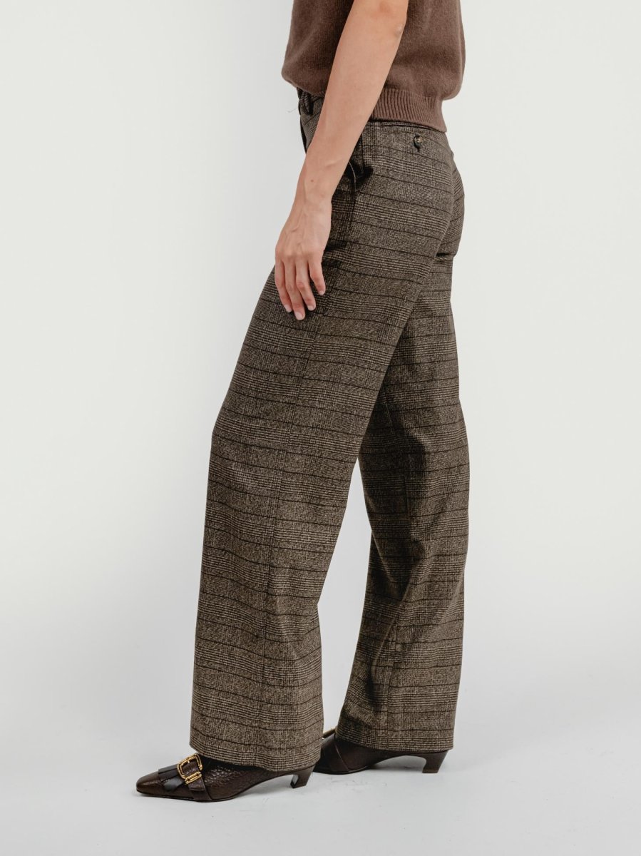 PANTALONE A PALAZZO FANTASIA CHECK TESTA MORO - immagine 4