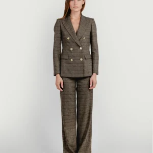 PANTALONE A PALAZZO FANTASIA CHECK TESTA MORO