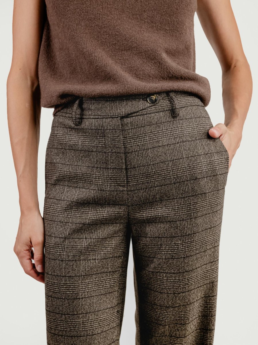 PANTALONE A PALAZZO FANTASIA CHECK TESTA MORO - immagine 6