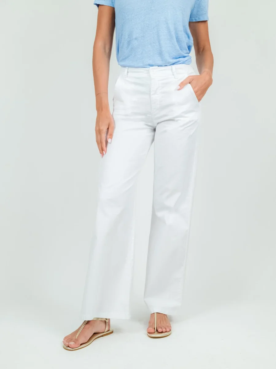 PANTALONE A PALAZZO IN COTONE BIANCO - immagine 5