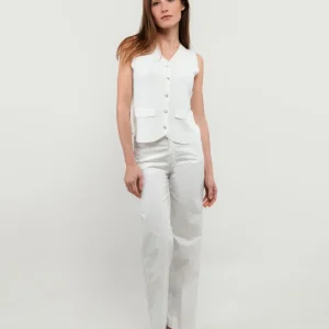PANTALONE A PALAZZO IN COTONE BIANCO