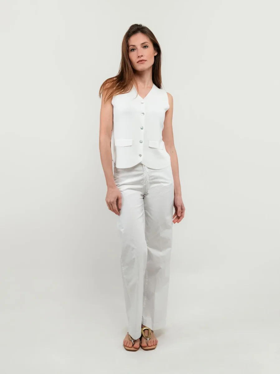 PANTALONE A PALAZZO IN COTONE BIANCO