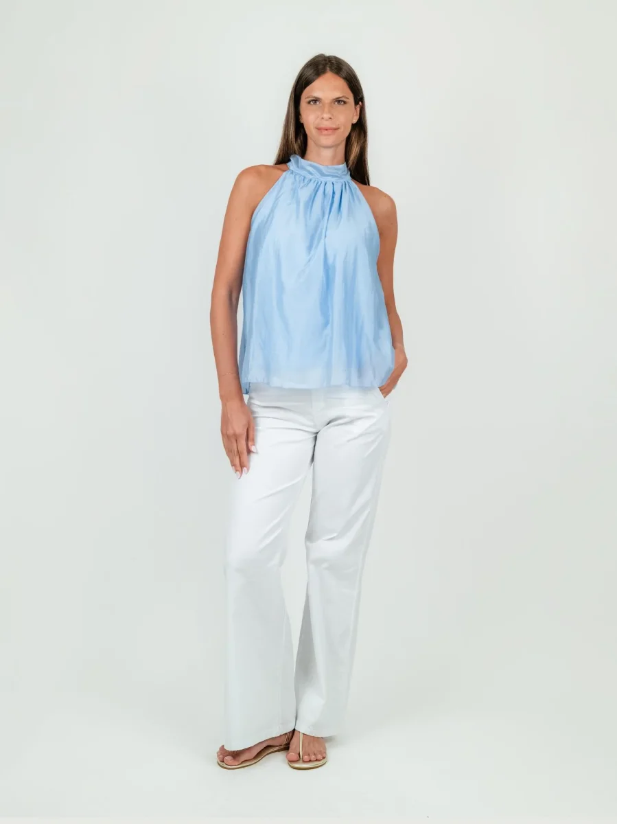 PANTALONE A PALAZZO IN COTONE BIANCO - immagine 9