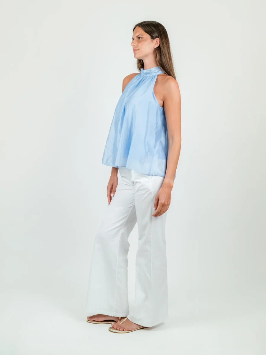 PANTALONE A PALAZZO IN COTONE BIANCO - immagine 3