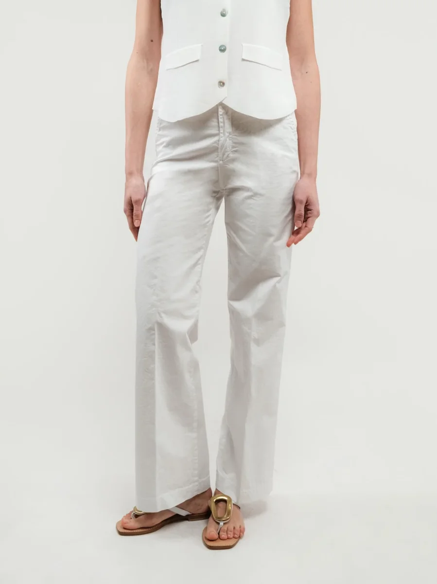 PANTALONE A PALAZZO IN COTONE BIANCO - immagine 3