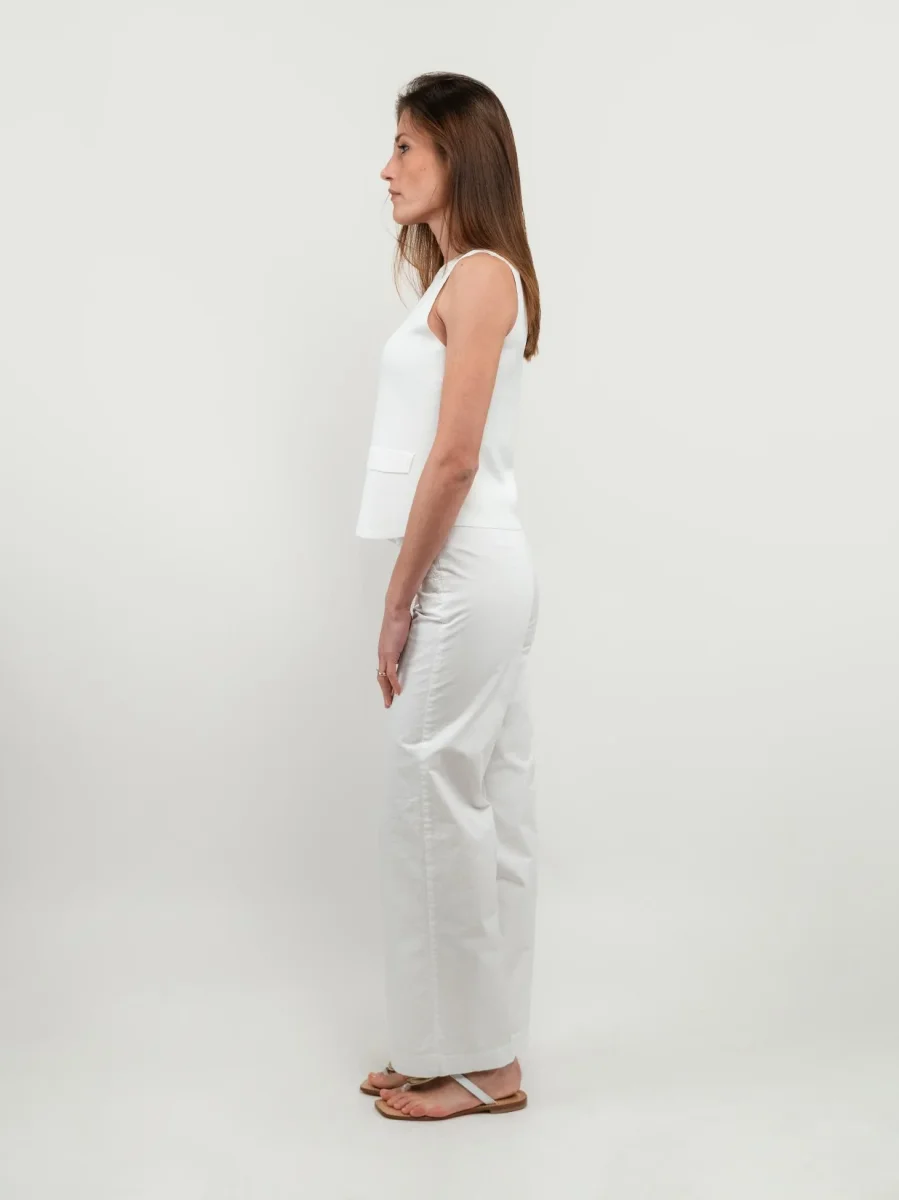 PANTALONE A PALAZZO IN COTONE BIANCO - immagine 4