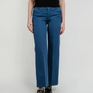 PANTALONE A PALAZZO IN COTONE BLU