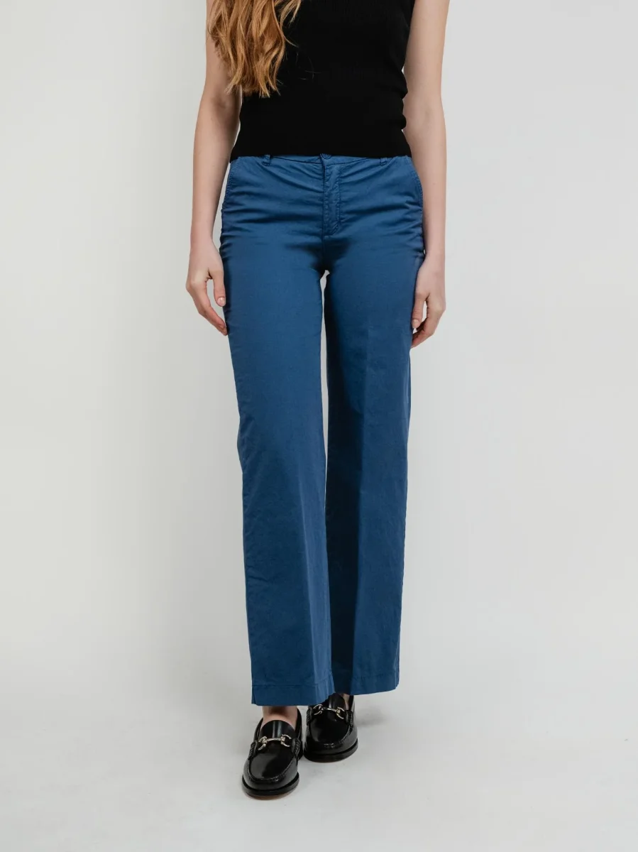 PANTALONE A PALAZZO IN COTONE BLU