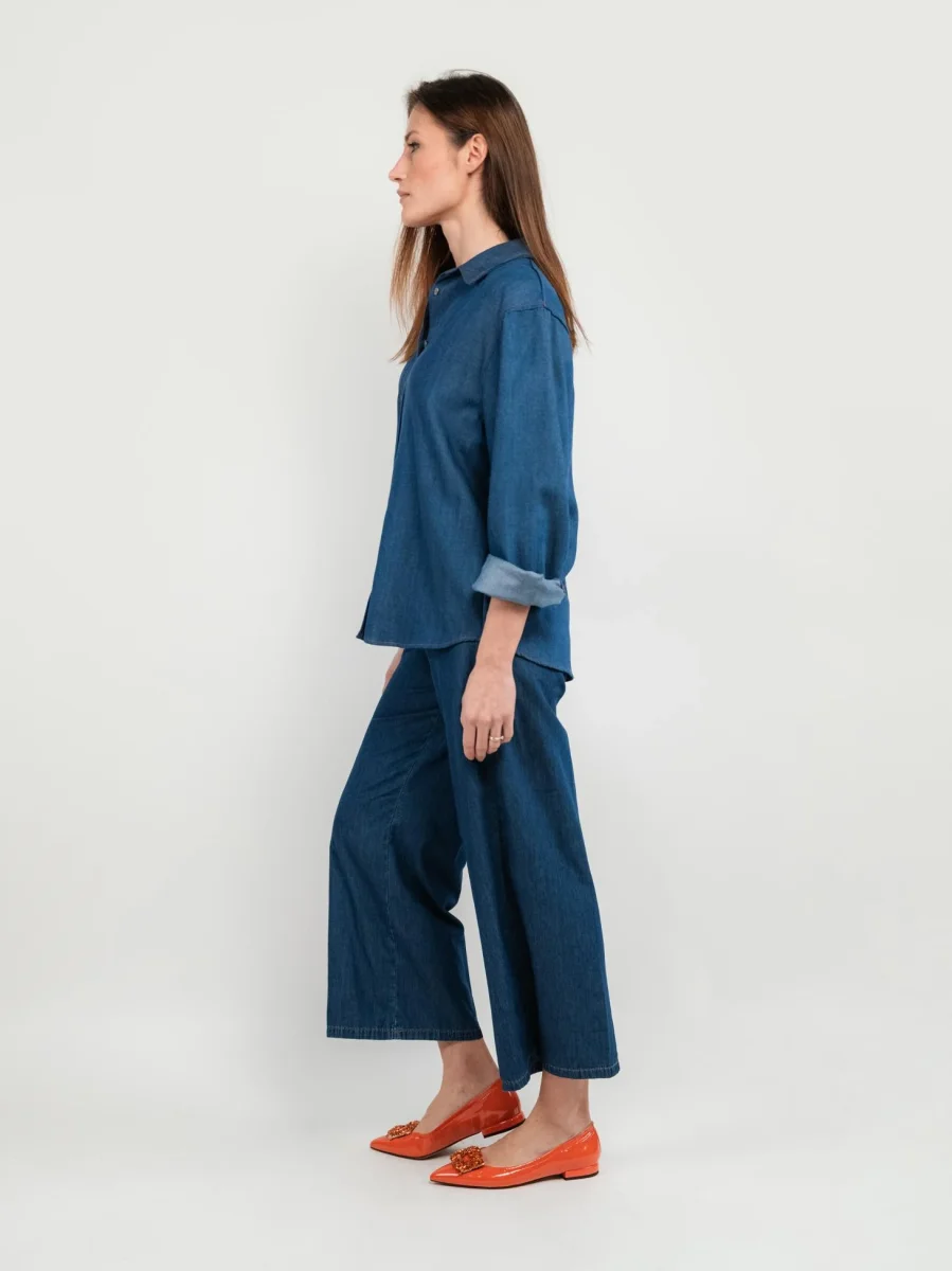 PANTALONE A PALAZZO IN COTONE DENIM - immagine 4