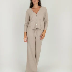 PANTALONE A PALAZZO IN MAGLIA BEIGE