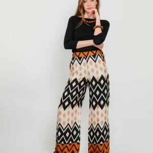 PANTALONE A PALAZZO IN RASO CON FANTASIA