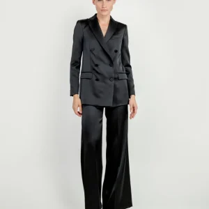 PANTALONE A PALAZZO IN RASO NERO