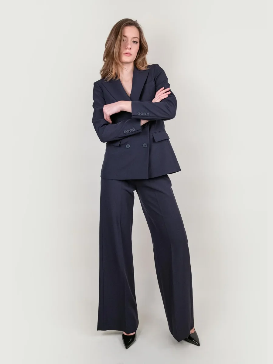 PANTALONE A PALAZZO IN TESSUTO BLU - immagine 5