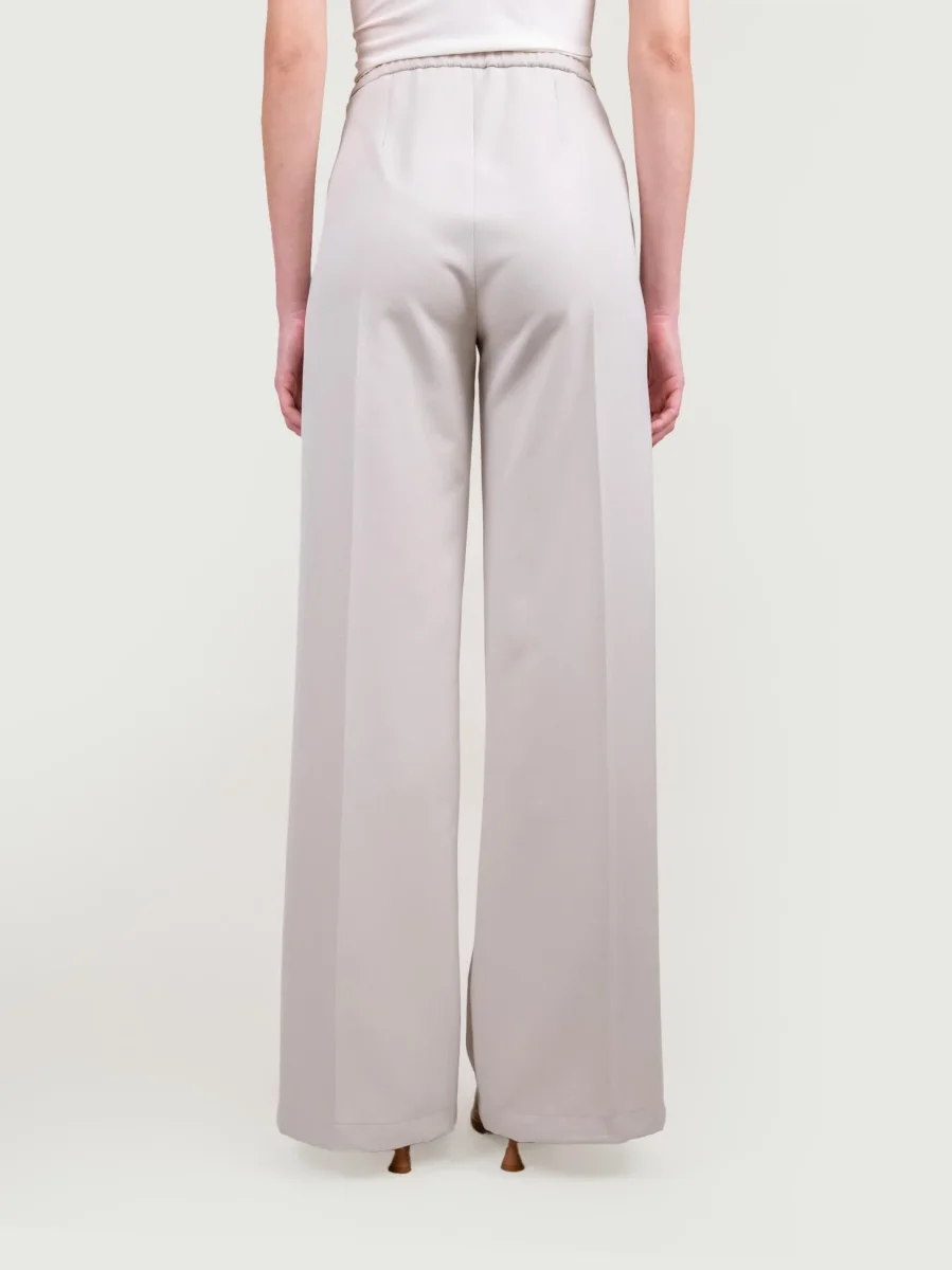 PANTALONE A PALAZZO IN TESSUTO PANNA - immagine 4