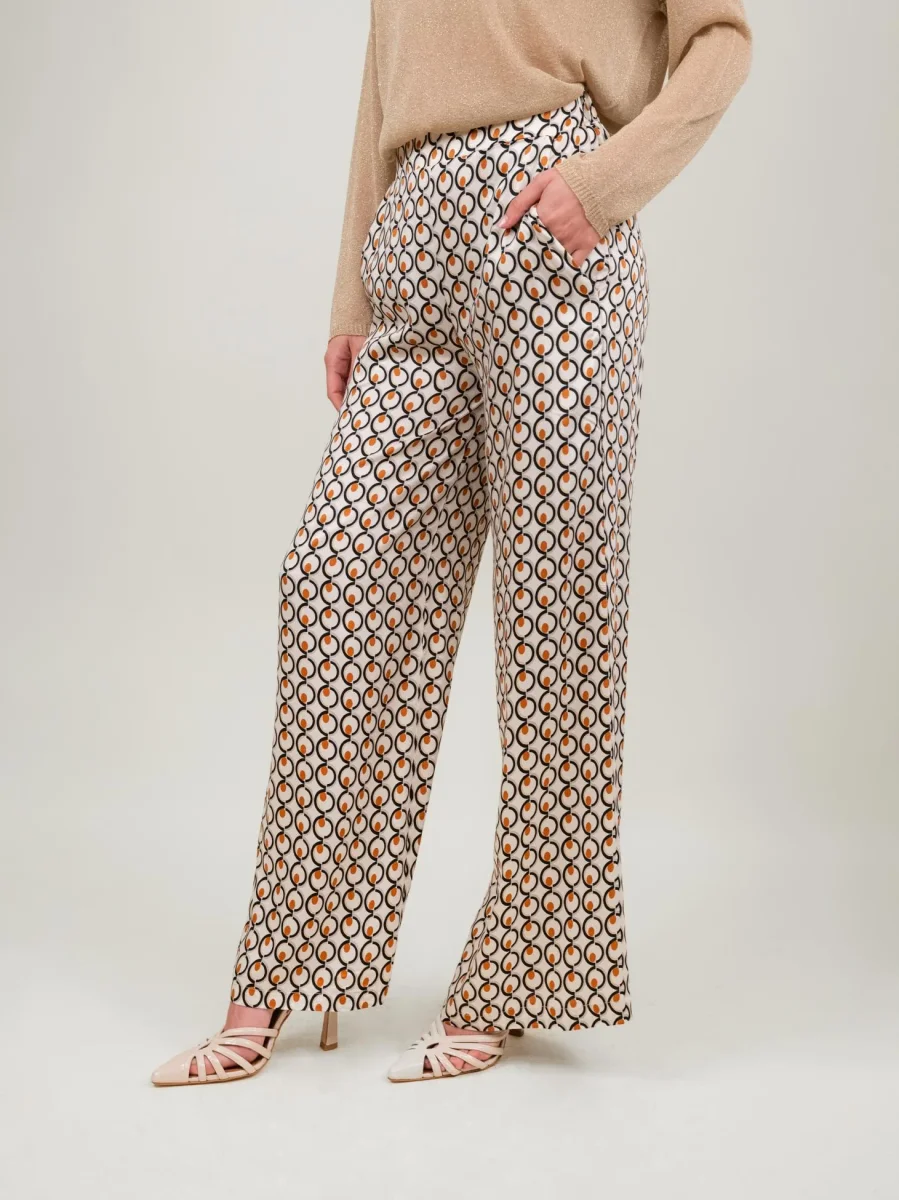 PANTALONE A PALAZZO OPTICAL BEIGE - immagine 3