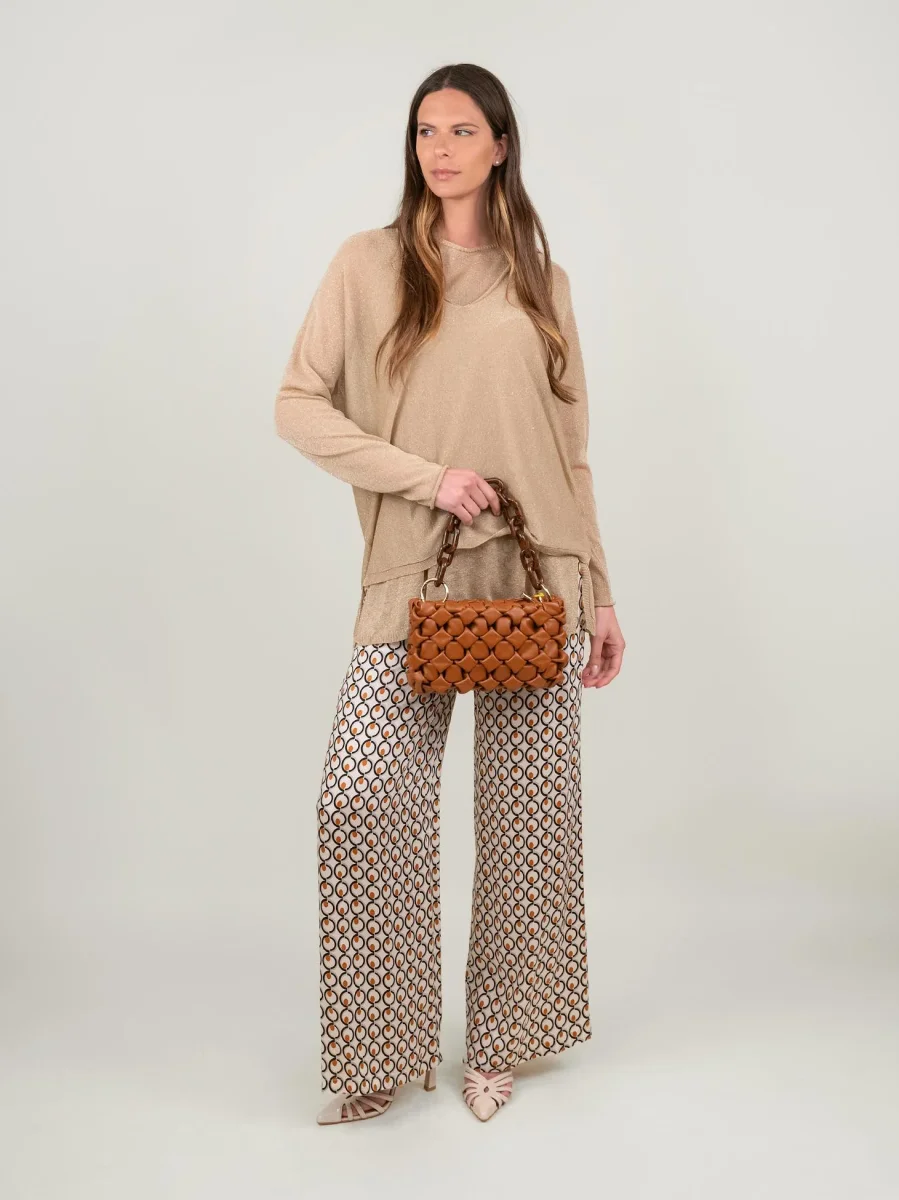 PANTALONE A PALAZZO OPTICAL BEIGE - immagine 5