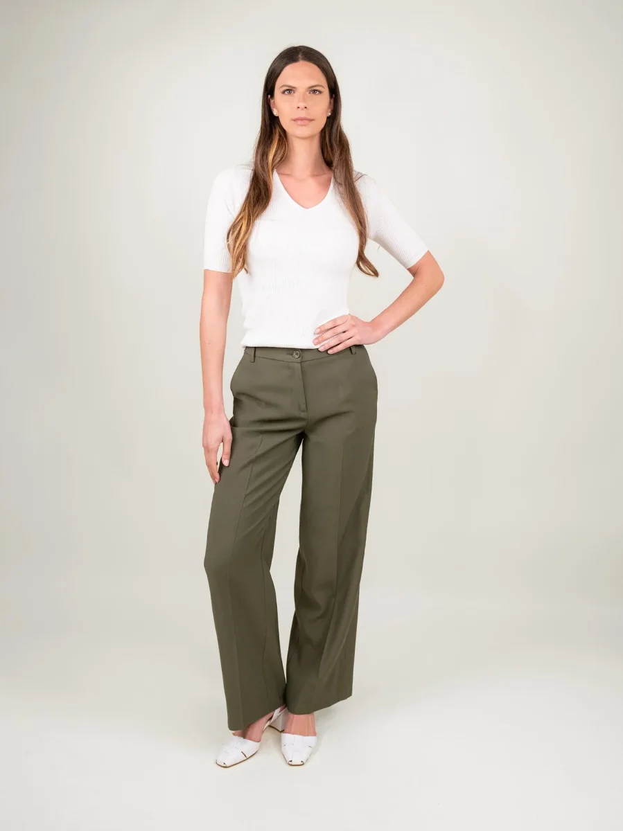 PANTALONE A PALAZZO VERDE MILITARE - immagine 5