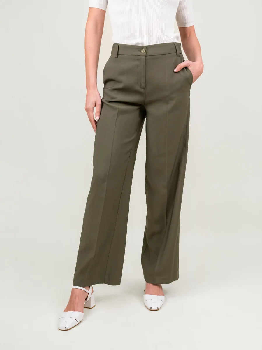 PANTALONE A PALAZZO VERDE MILITARE