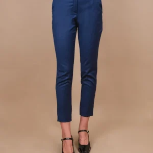 PANTALONE A SIGARETTA IN TESSUTO BLU