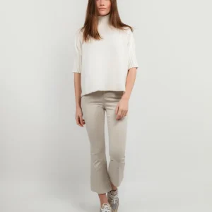 PANTALONE A TROMBETTA BEIGE IN COTONE