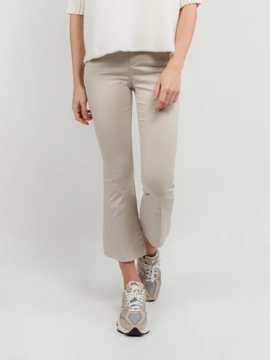 PANTALONE A TROMBETTA BEIGE IN COTONE - immagine 3