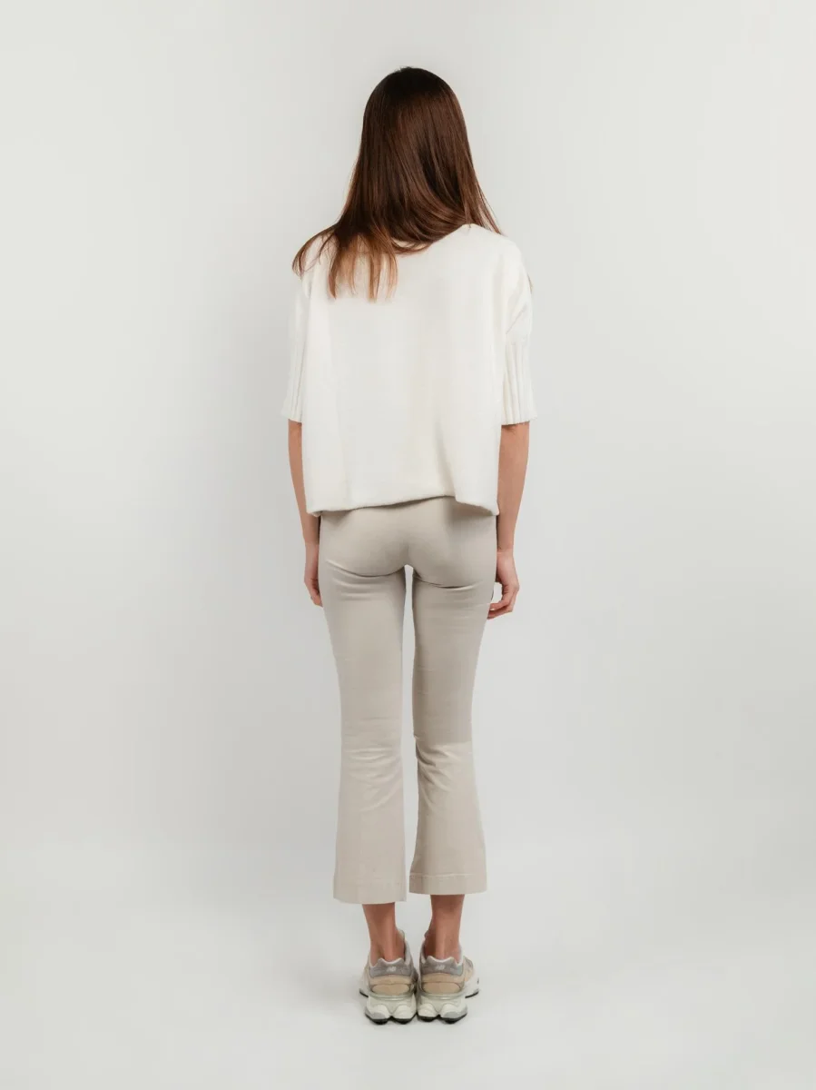 PANTALONE A TROMBETTA BEIGE IN COTONE - immagine 5