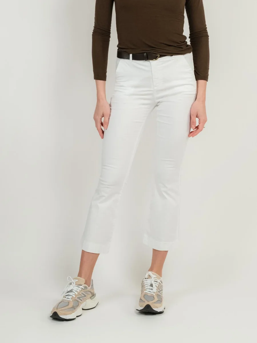 PANTALONE A TROMBETTA BIANCO IN COTONE - immagine 3