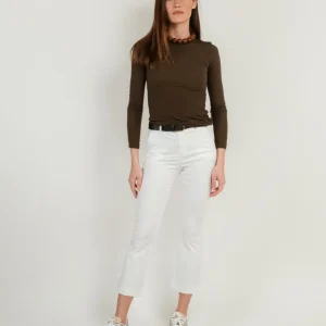 PANTALONE A TROMBETTA BIANCO IN COTONE