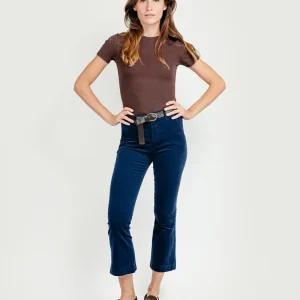 PANTALONE A TROMBETTA BLU IN VELLUTO