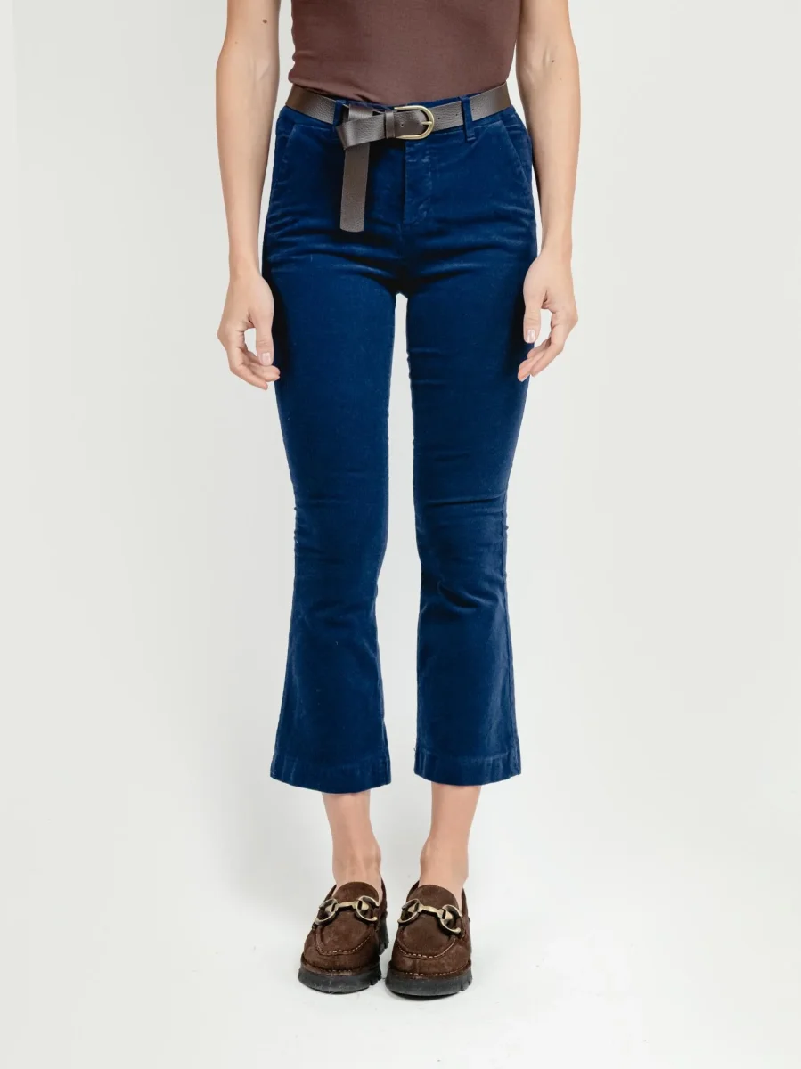 PANTALONE A TROMBETTA BLU IN VELLUTO - immagine 3