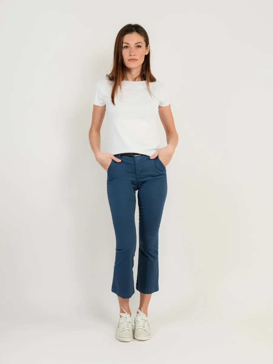 PANTALONE A TROMBETTA IN COTONE BLU