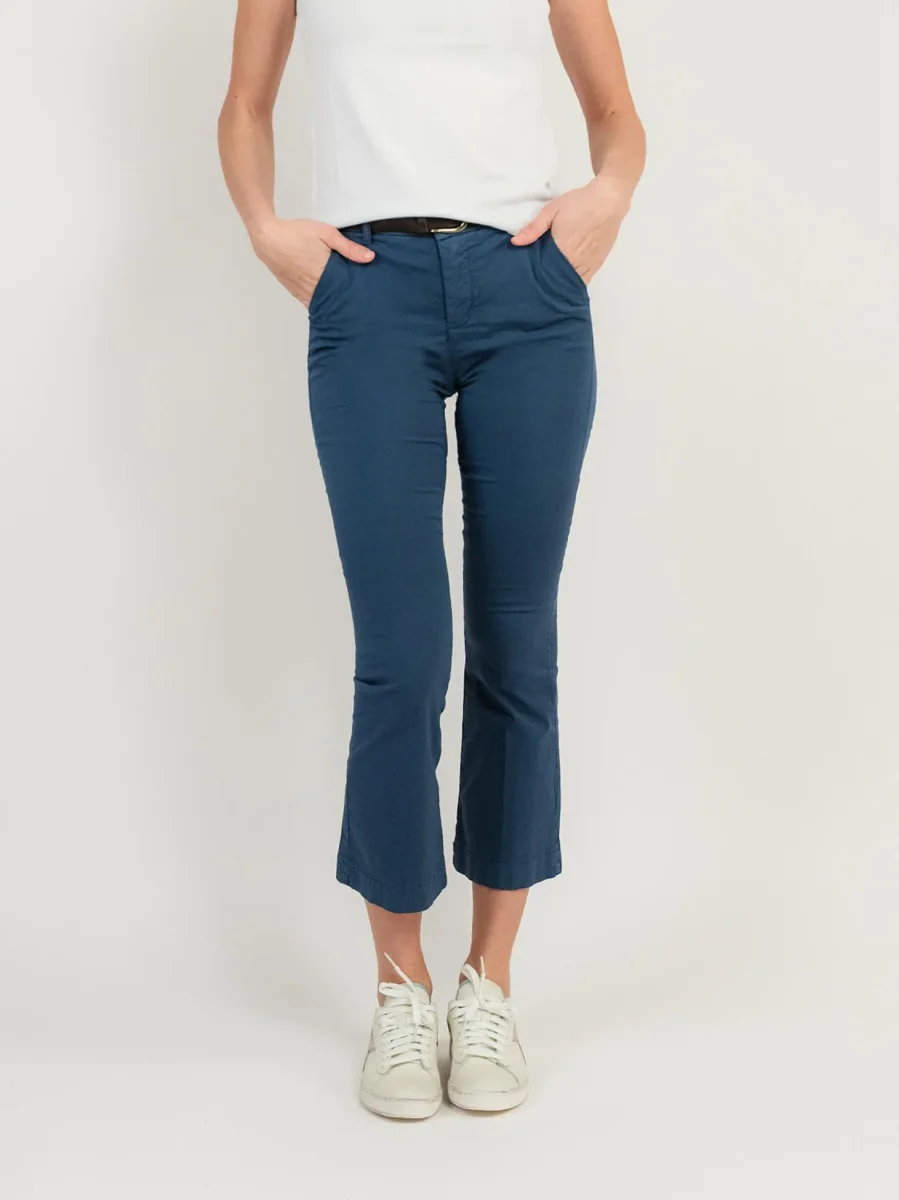 PANTALONE A TROMBETTA IN COTONE BLU - immagine 7