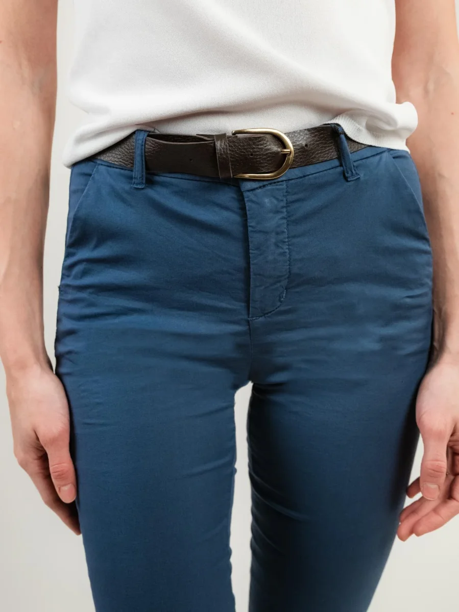 PANTALONE A TROMBETTA IN COTONE BLU - immagine 6