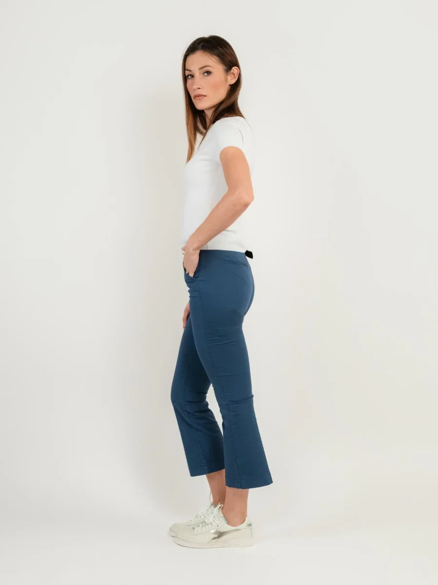 PANTALONE A TROMBETTA IN COTONE BLU - immagine 3