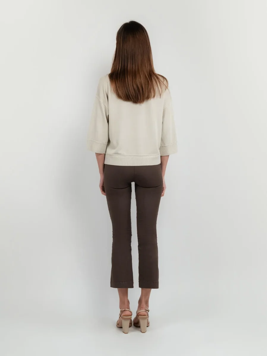 PANTALONE A TROMBETTA IN COTONE TESTA MORO - immagine 4