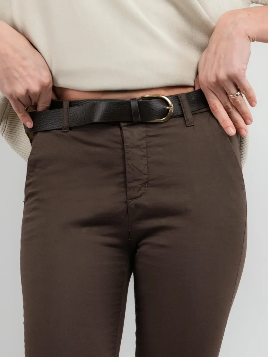 PANTALONE A TROMBETTA IN COTONE TESTA MORO - immagine 5